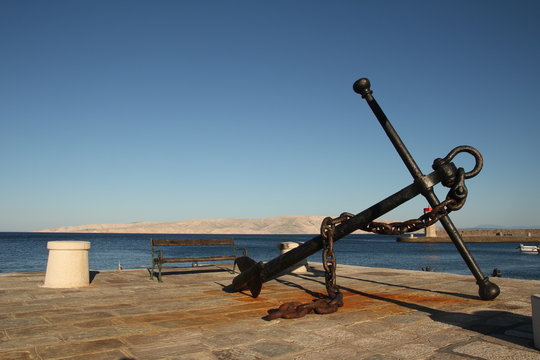 anchor on the quay of the port of senj