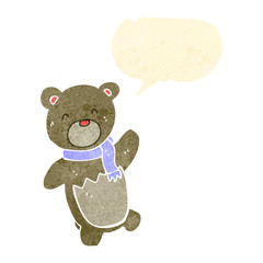 retro cartoon bear with speech bubble