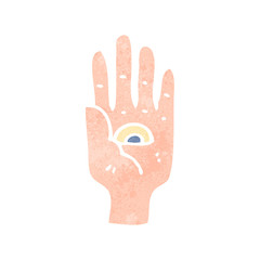 retro cartoon spooky hand symbol