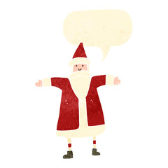 retro cartoon santa claus with speech bubble