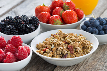 healthy breakfast with berries, close-up