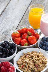 healthy breakfast with berries, vertical, close-up