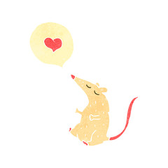 retro cartoon mouse with love heart