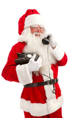 Full Length of Santa Speaking on the Phone
