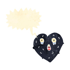 retro cartoon black heart character