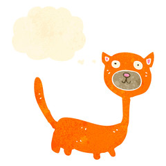 retro cartoon cartoon cat with thought bubble