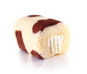 Sweet roll cake isolated on white