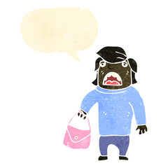 retro cartoon man carrying handbag