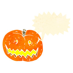 retro cartoon spooky halloween pumpkin