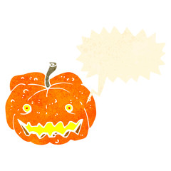 retro cartoon spooky halloween pumpkin