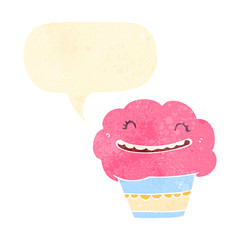 retro cartoon talking cupcake
