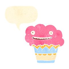 retro cartoon talking cupcake