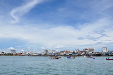 Fototapeta premium Pattaya city from the sea, Thailand