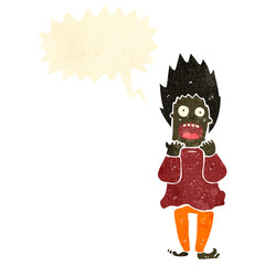 retro cartoon frightened man