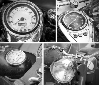 speedometer vintage black and white photo