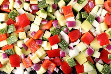 Diced vegetables.