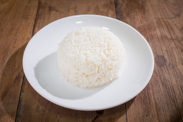 Rice with wood background