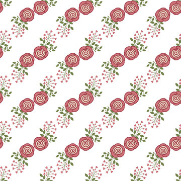 Seamless background with red roses on a white background
