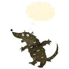 retro cartoon confused wolf