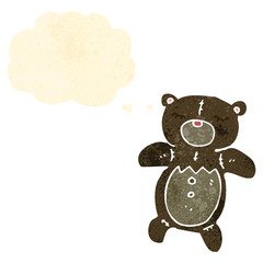 retro cartoon teddy bear with thought bubble