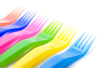 Colorful plastic forks