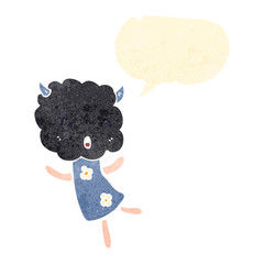 retro cartoon cute storm cloud head girl