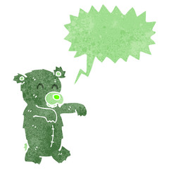 retro cartoon zombie teddy bear