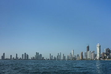 Obraz premium Skyline of Cartagena from Caribbean Sea