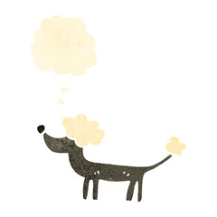 retro cartoon poodle with thought bubble