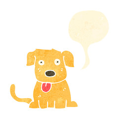 retro cartoon little dog with speech bubble