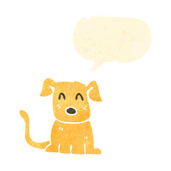 retro cartoon little dog with speech bubble