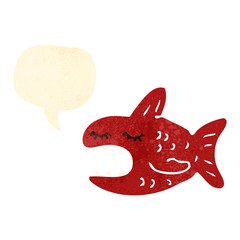 retro cartoon talking piranha
