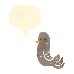 retro cartoon bird with speech bubble