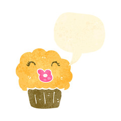 retro cartoon talking cupcake