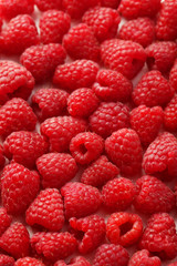Red raspberry background, close up