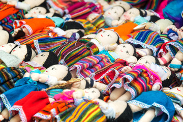 Fototapeta na wymiar Souvenir Dolls in Otavalo