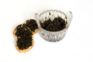 Black caviar and sandwiches