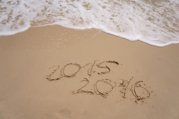 2015 and 2016 year on the sand beach
