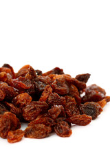 Sultanas.
Pile of sultanas isolated on white background.