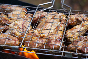cooking meat on barbecue goose