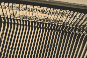 closeup of old typewriter letters