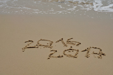  2016 and 2017 year on the sand beach