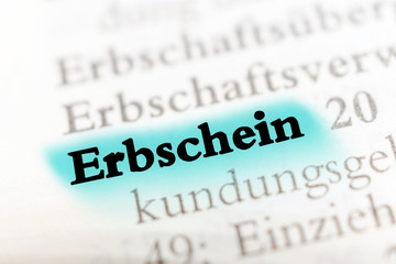 Erbschein - blau markiert