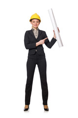 Woman engineer with draft papers