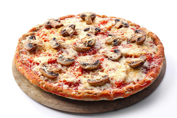 Tasty pizza with vegetables isolated on white