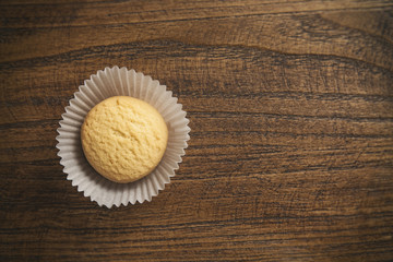 Stacked cookies on wooden table