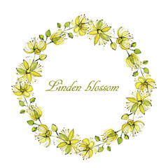 Watercolor flower round frame