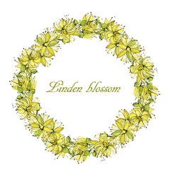 Watercolor flower round frame