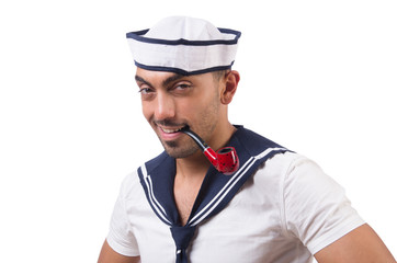 Sailor with smoking pipe isolated 