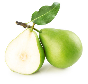 green pears isolated on the white background